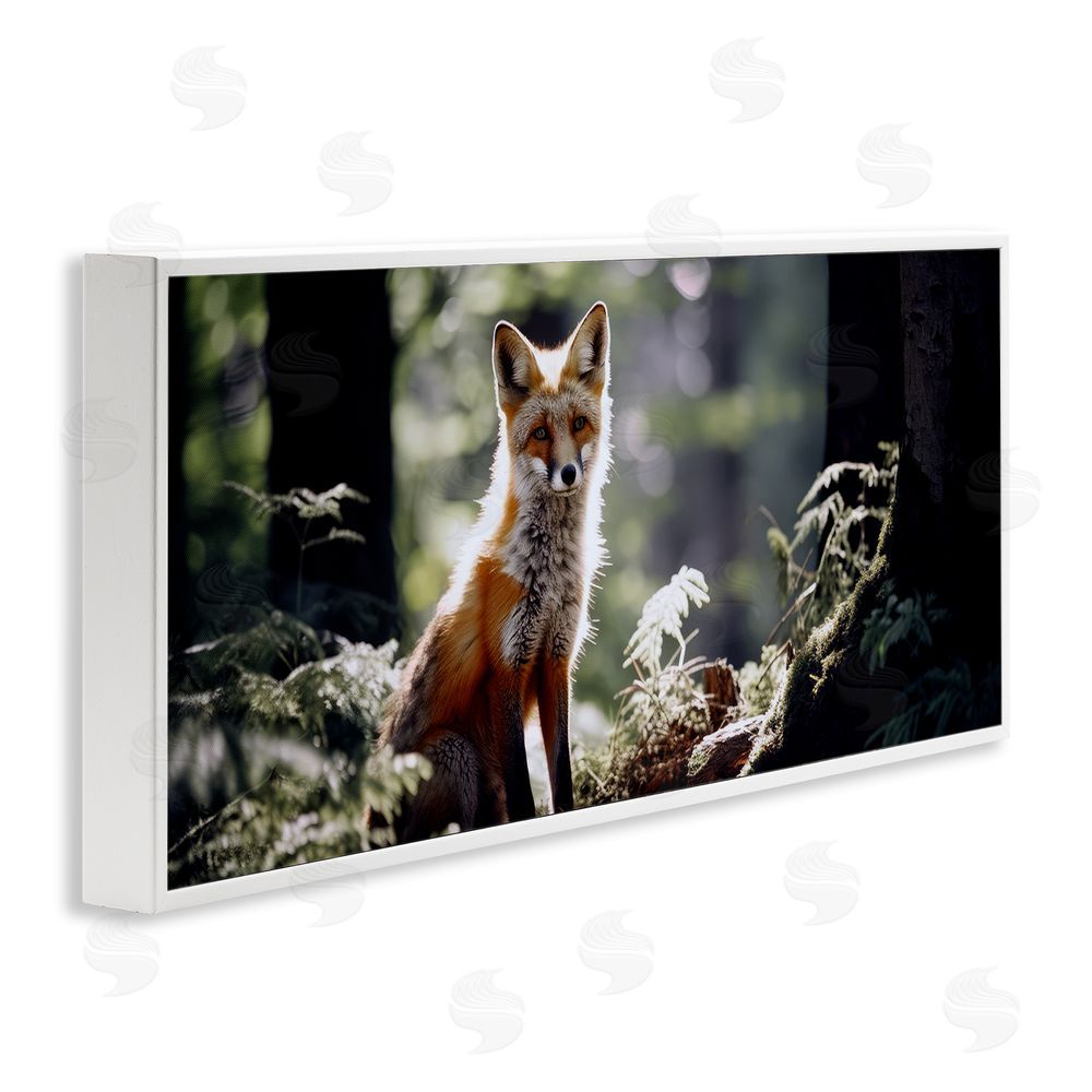 Ray Powers Fox Under Sun Rays White Framed Giclee Wall Art Print