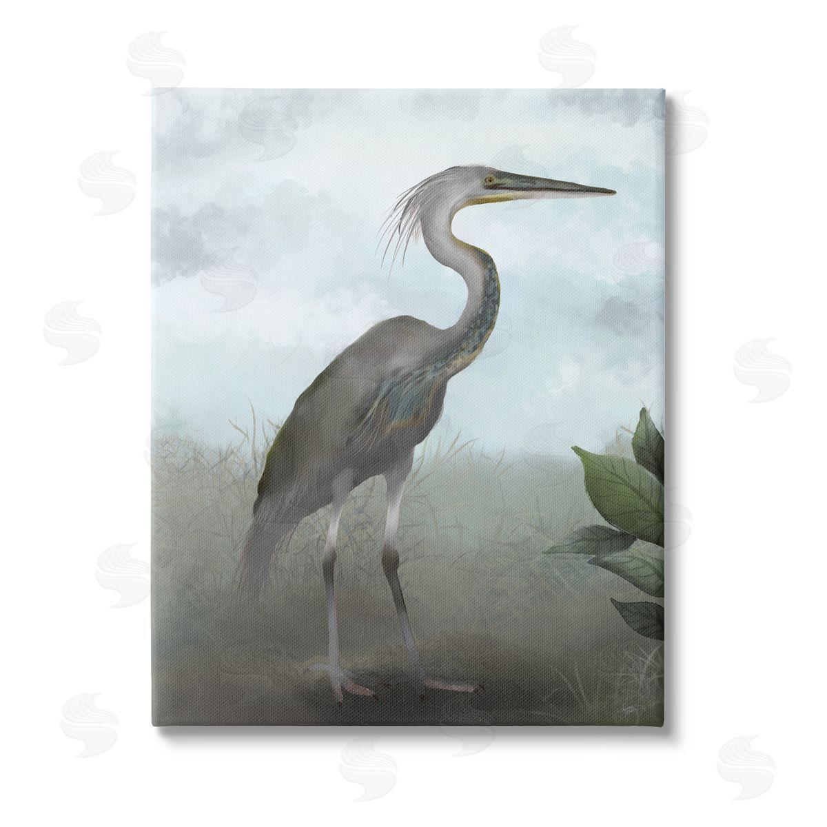 Elizabeth Medley Heron in Nature Study Stretched Canvas Wall Art Print