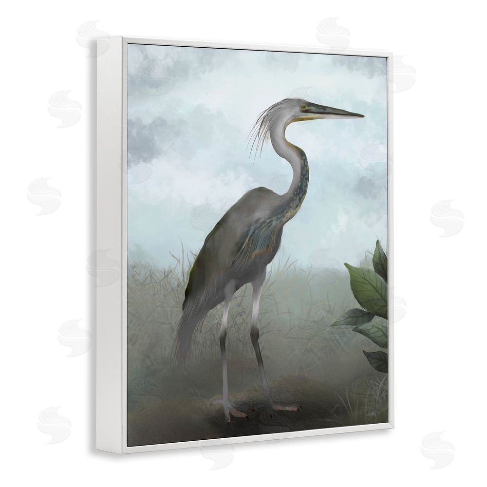 Elizabeth Medley Heron in Nature Study White Framed Giclee Wall Art Print