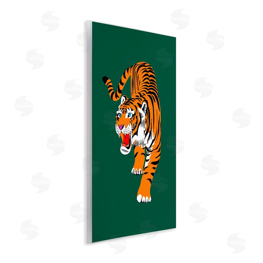 House of Lulu Roaring Tiger on Green Wall Plaque Art Print