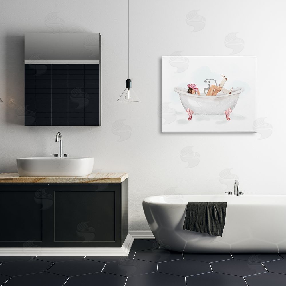 Ziwei Li Glam Cowgirl in Tub Canvas Wall Art Print in Room