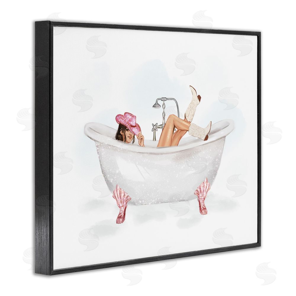Ziwei Li Glam Cowgirl in Tub Black Framed Giclee Wall Art Print