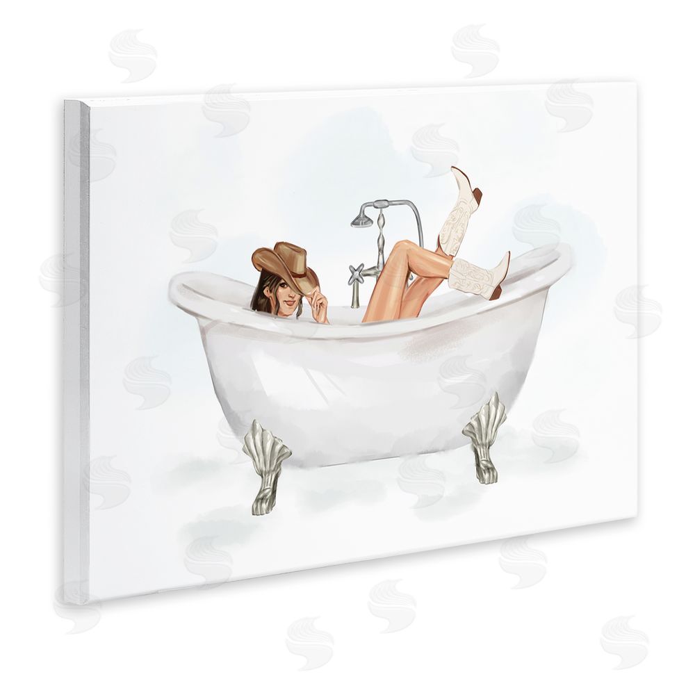 Ziwei Li Cowgirl in Bathtub Wall Plaque Art Print