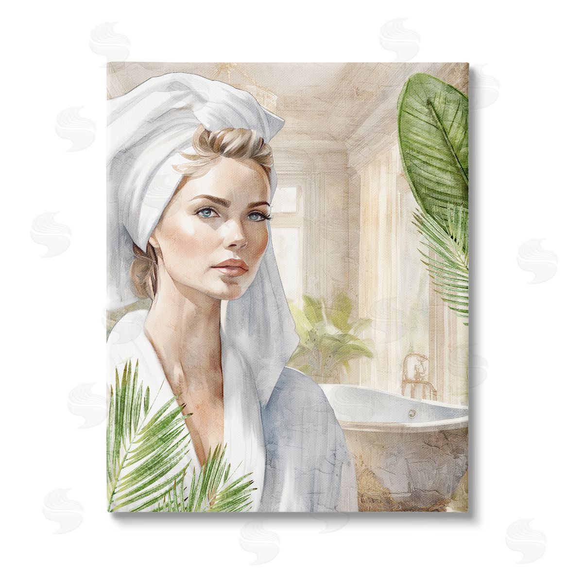 Kim Allen Fashionista Bathroom Portrait Stretched Canvas Wall Art Print
