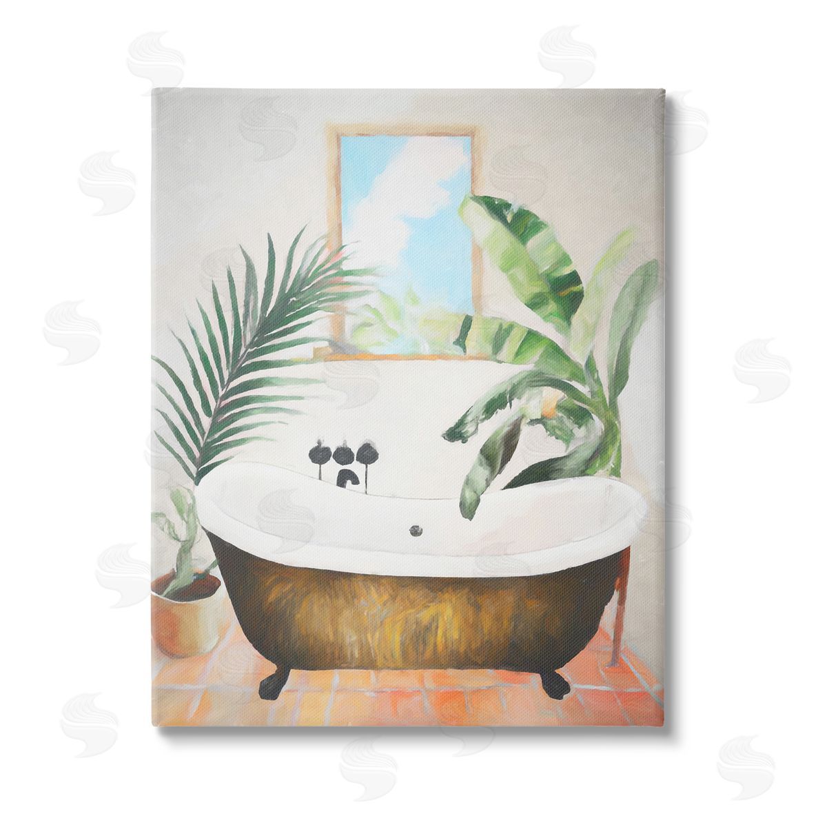 Ramona Murdock Tub with Tropical Plants Stretched Canvas Wall Art Print