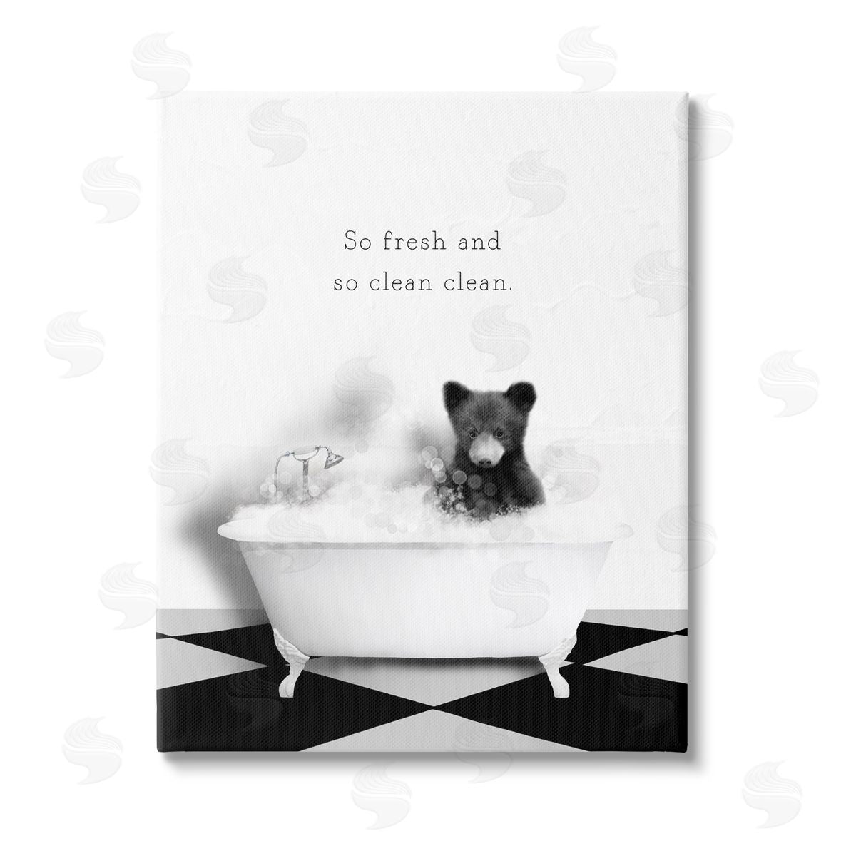 Leah Straatsma So Fresh & Clean Bear Stretched Canvas Wall Art Print