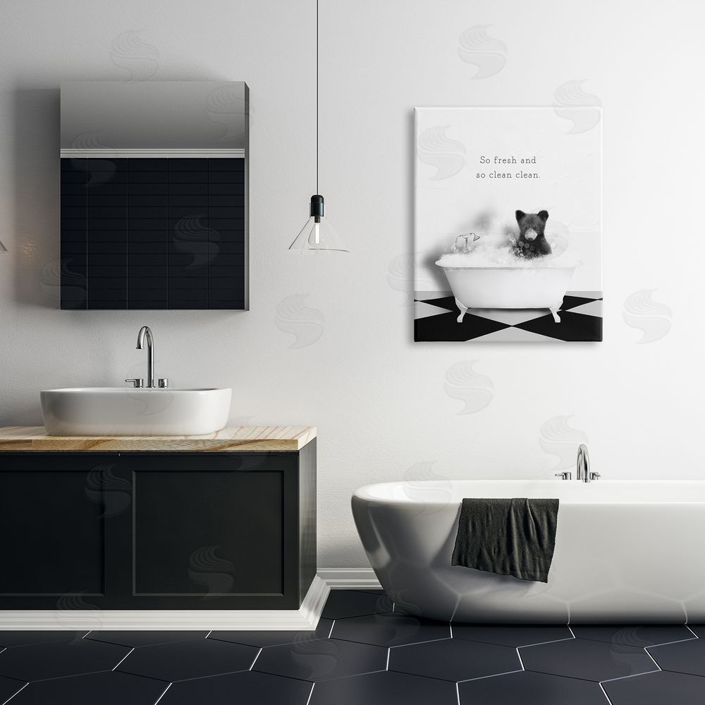 Leah Straatsma So Fresh & Clean Bear Canvas Wall Art Print in Room