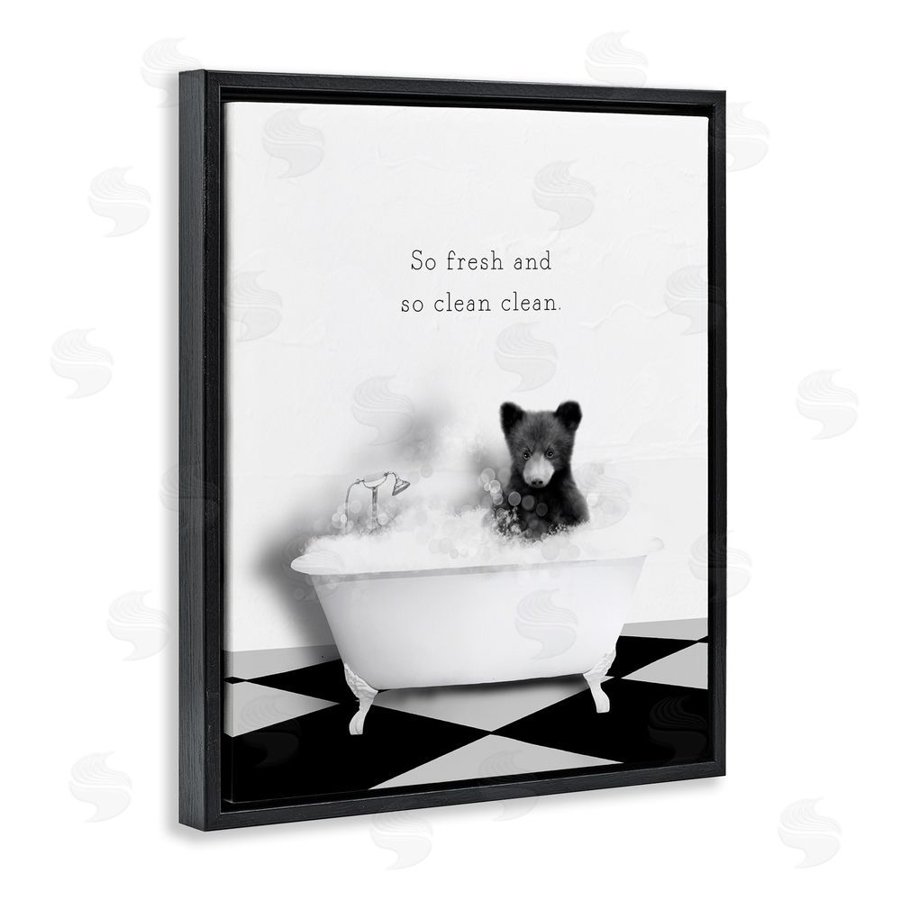 Leah Straatsma So Fresh & Clean Bear Black Floating Frame Canvas Wall Art Print