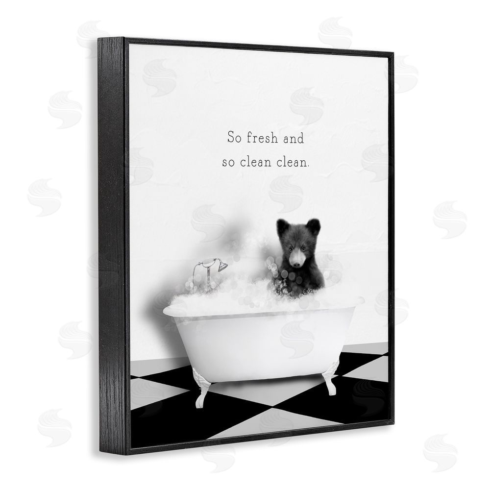Leah Straatsma So Fresh & Clean Bear Black Framed Giclee Wall Art Print