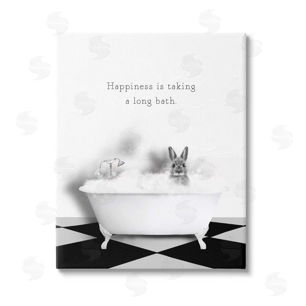 Leah Straatsma Happiness is Long Bath Bunny Stretched Canvas Wall Art Print