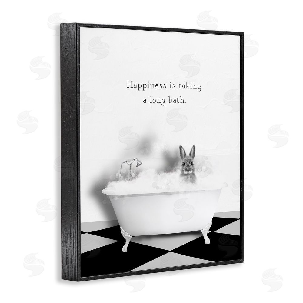 Leah Straatsma Happiness is Long Bath Bunny Black Framed Giclee Wall Art Print