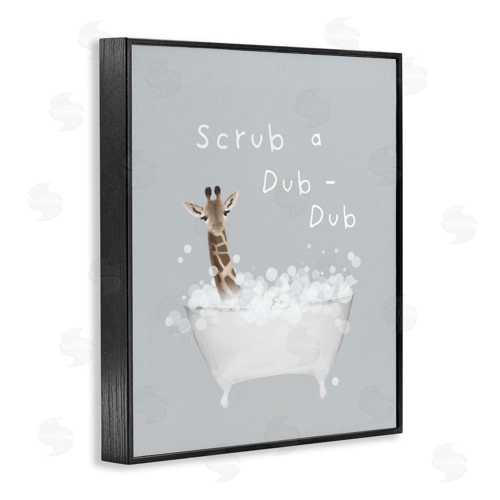 Leah Straatsma Scrub-a-Dub Giraffe Tub Black Framed Giclee Wall Art Print