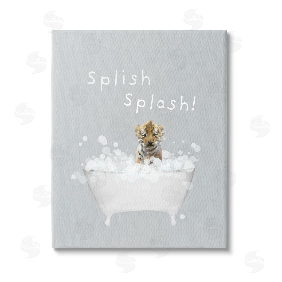 Leah Straatsma Splish Splash Baby Tiger Stretched Canvas Wall Art Print