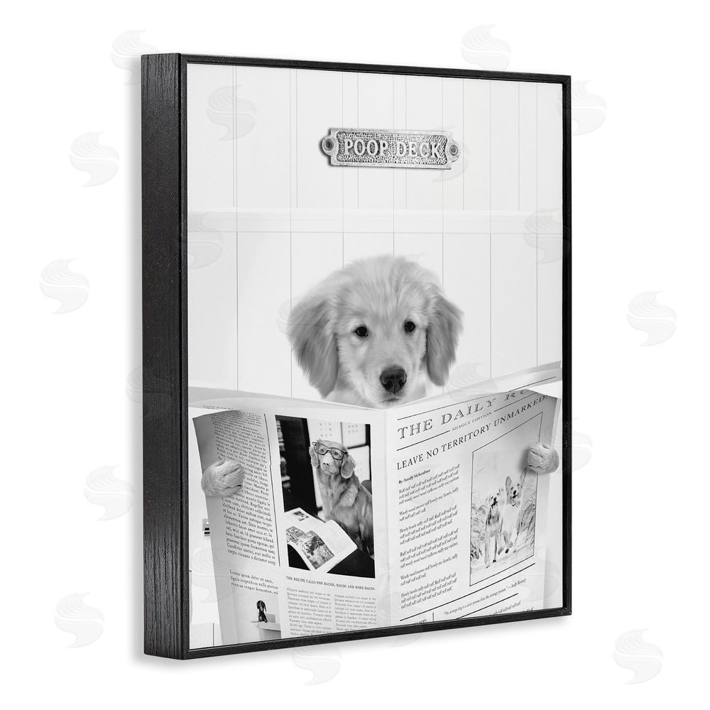 Leah Straatsma Poop Deck Bathroom Dog Black Framed Giclee Wall Art Print