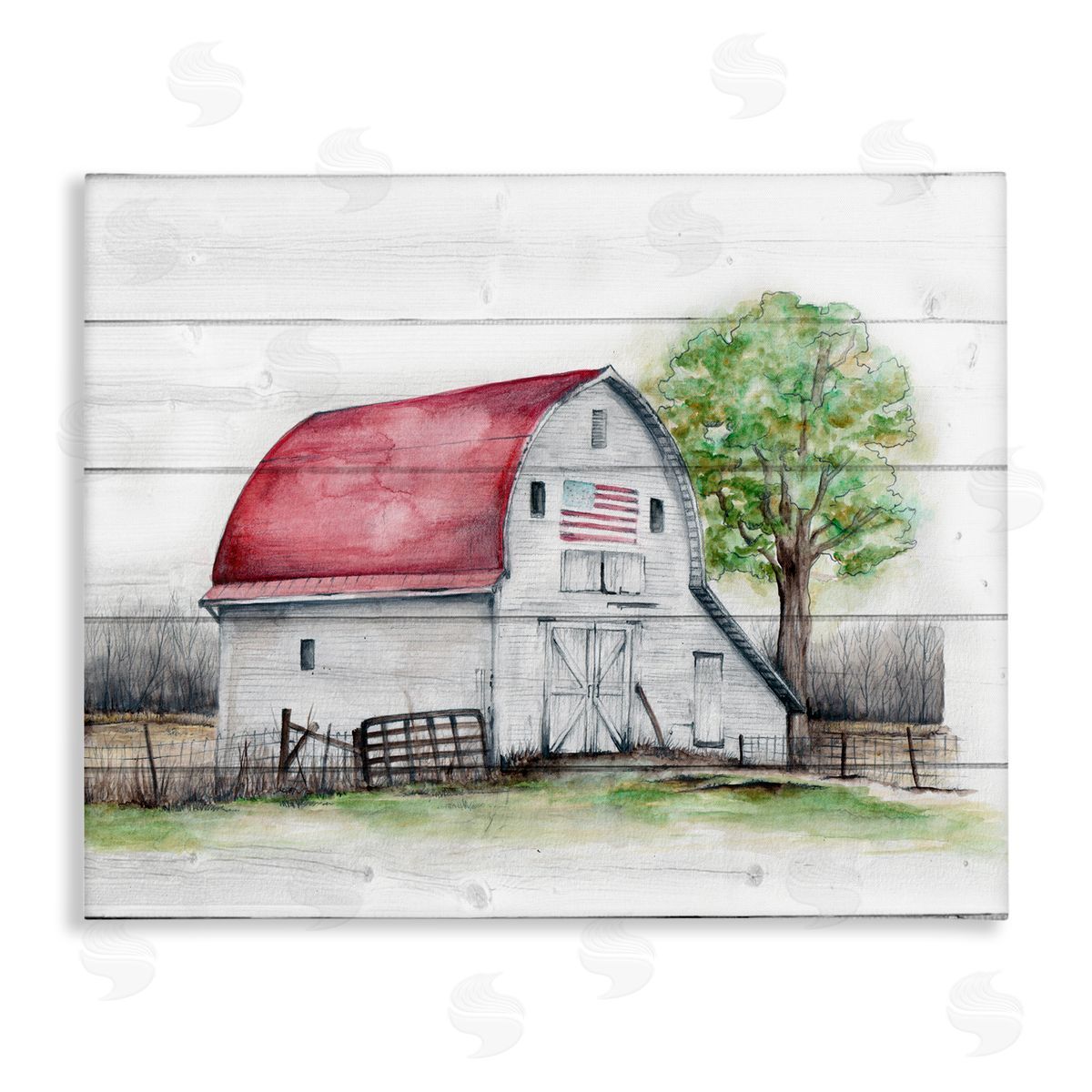 Studio 731 rep. Levison Designs Rustic Americana Barn Stretched Canvas Wall Art Print