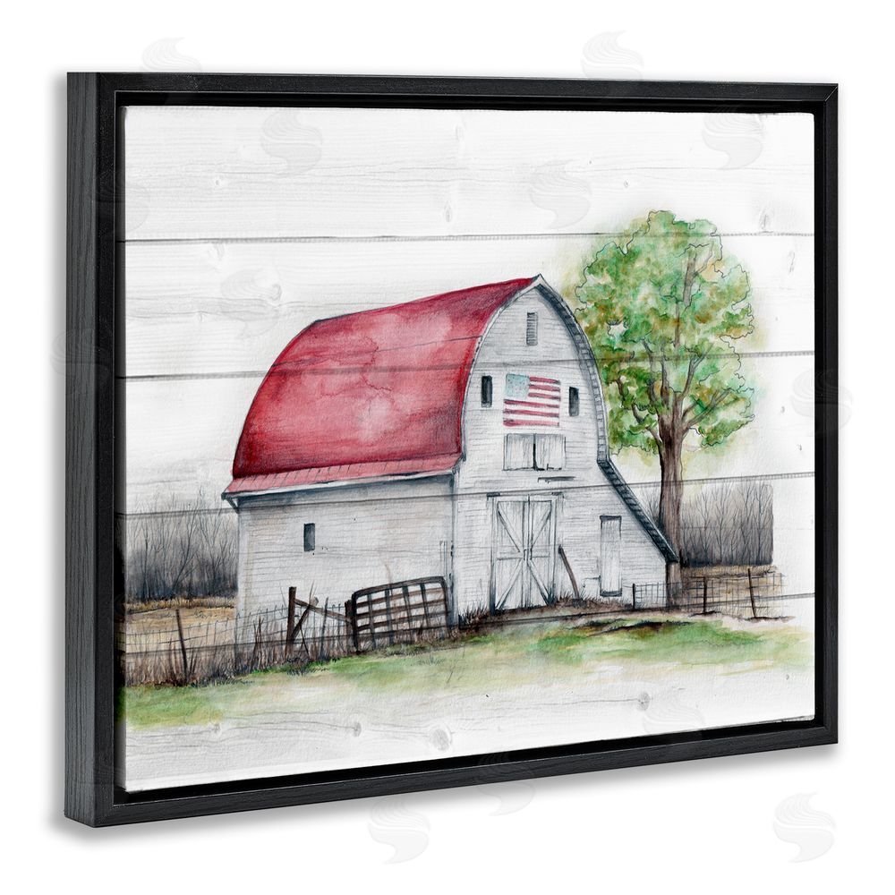 Studio 731 rep. Levison Designs Rustic Americana Barn Black Floating Frame Canvas Wall Art Print