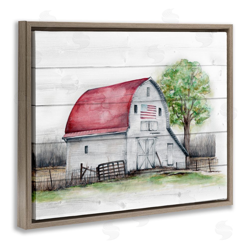 Studio 731 rep. Levison Designs Rustic Americana Barn Brown Floating Frame Canvas Wall Art Print