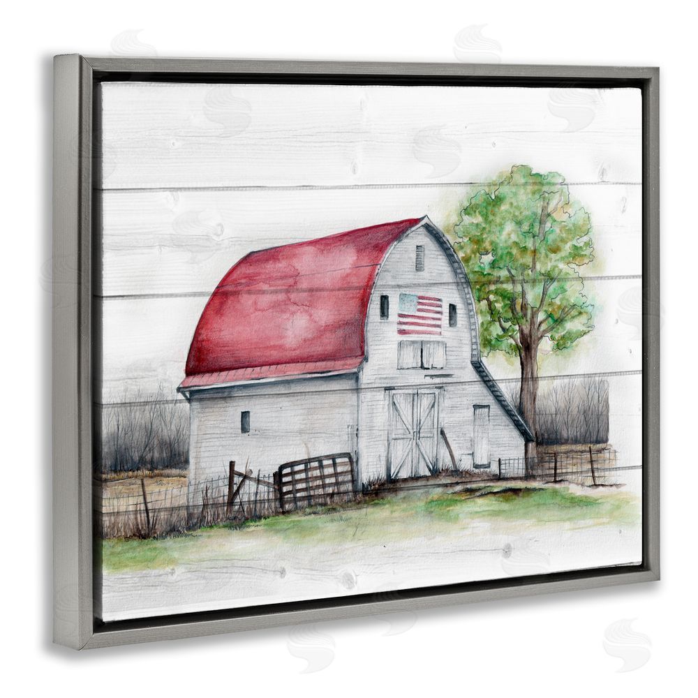 Studio 731 rep. Levison Designs Rustic Americana Barn Grey Floating Frame Canvas Wall Art Print