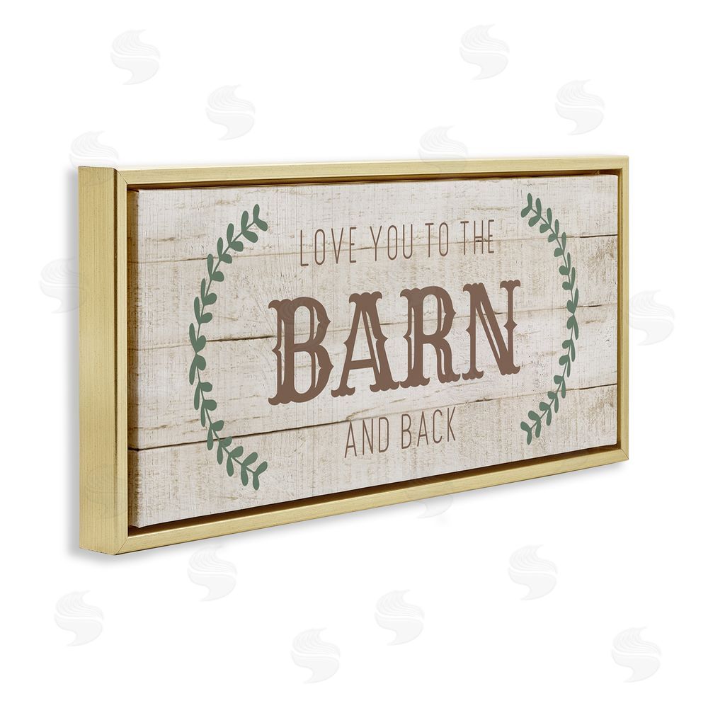 CAD Designs Love you Barn & Back Gold Floating Frame Canvas Wall Art Print