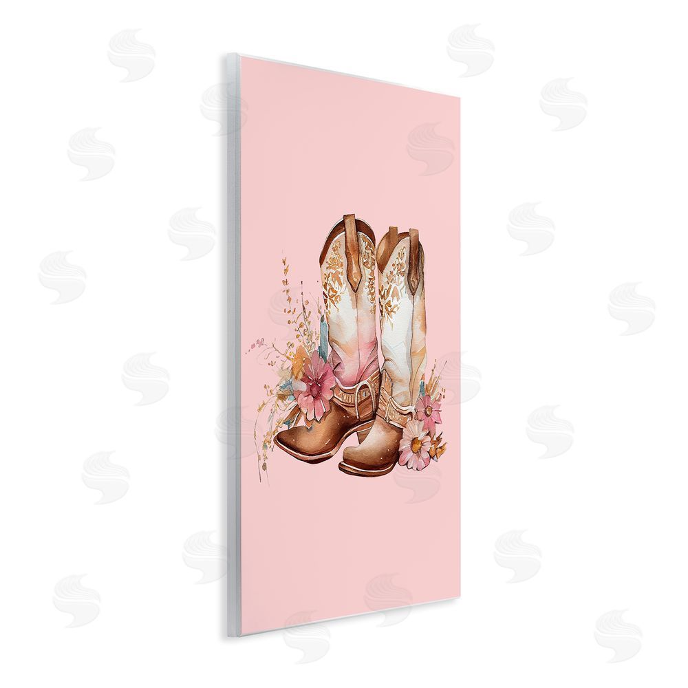 Birch & Ink Floral Pink Cowgirl Boots Wall Plaque Art Print