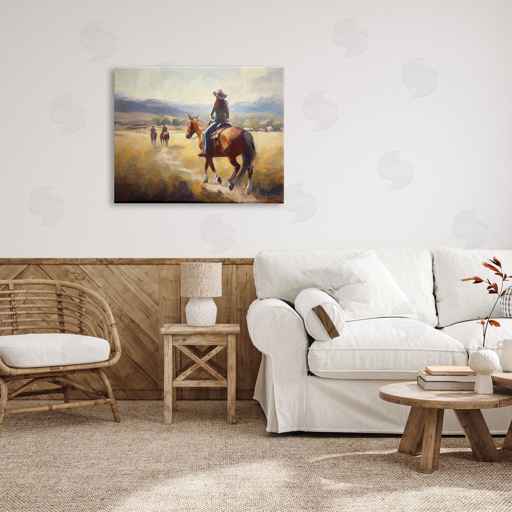 Ramona Murdock Equestrian Horse Riding Scene Canvas Wall Art Print in Room
