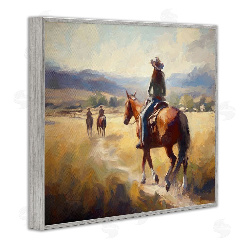Ramona Murdock Equestrian Horse Riding Scene Gray Framed Giclee Wall Art Print