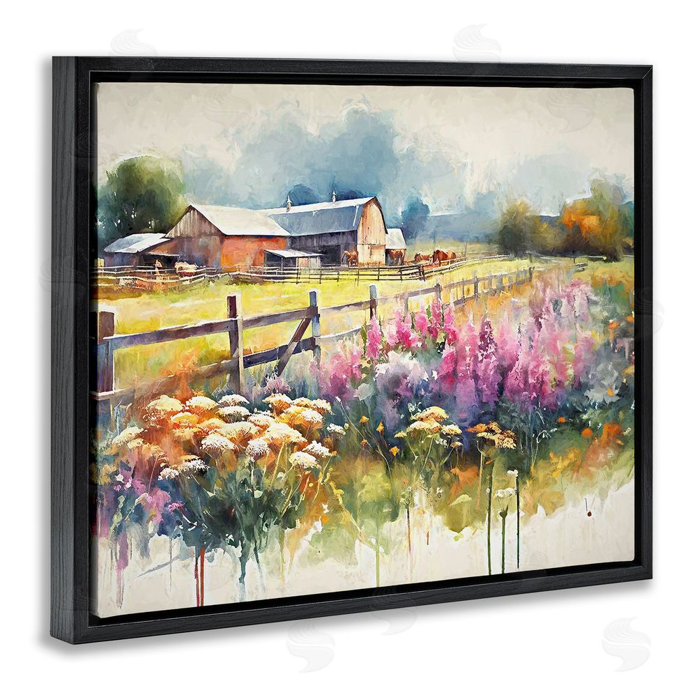 Ramona Murdock Country Barn Modern Painting Black Floating Frame Canvas Wall Art Print