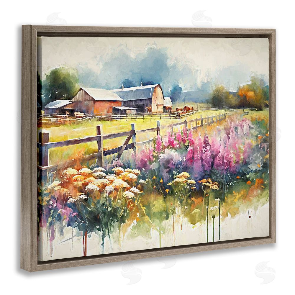 Ramona Murdock Country Barn Modern Painting Brown Floating Frame Canvas Wall Art Print
