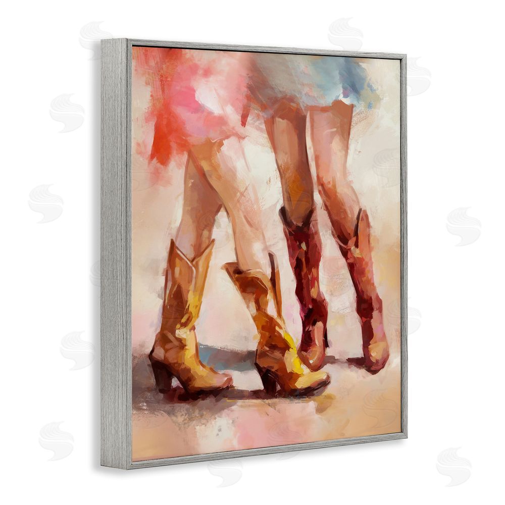 Ziwei Li Dancing Cowgirl Boots Gray Framed Giclee Wall Art Print