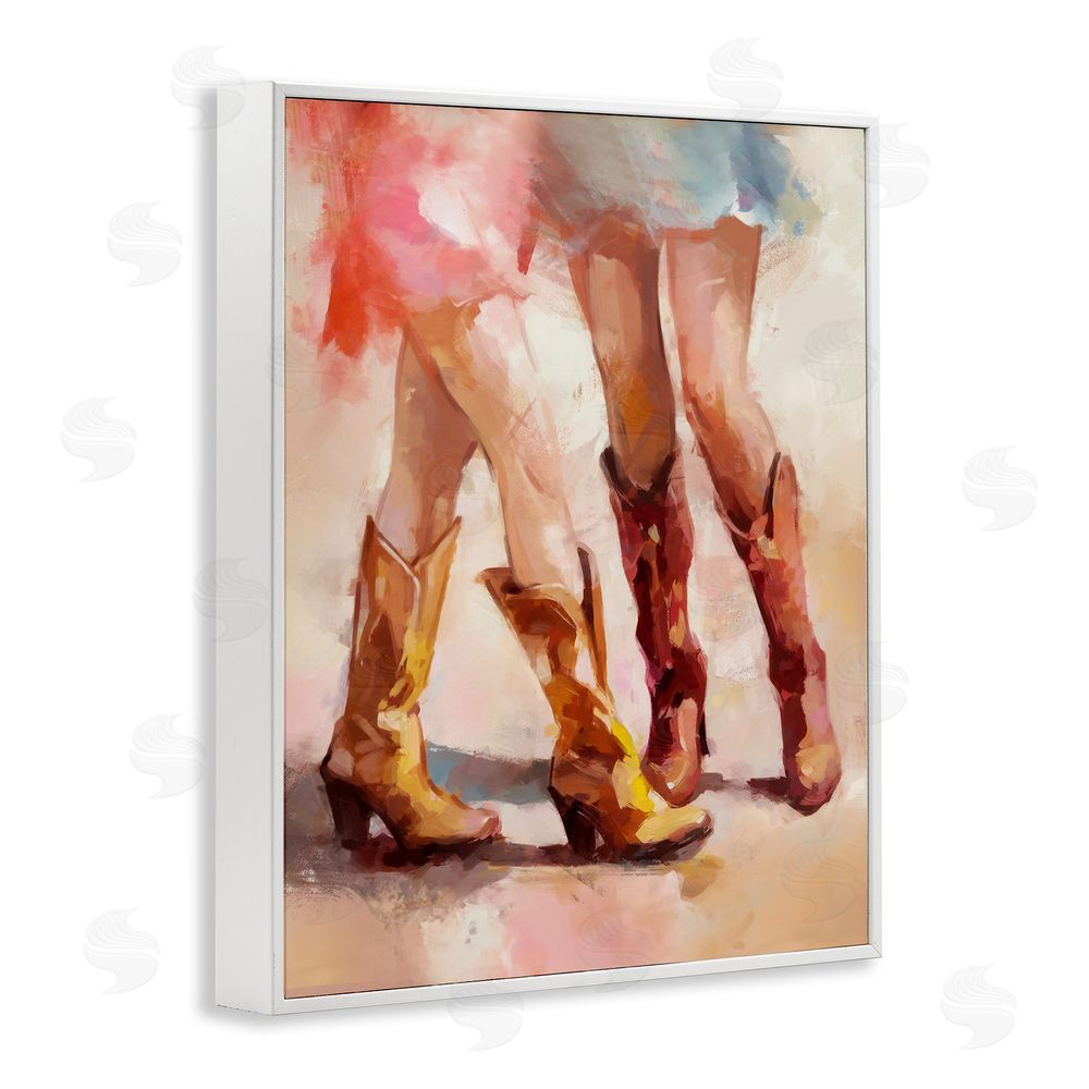 Ziwei Li Dancing Cowgirl Boots White Framed Giclee Wall Art Print