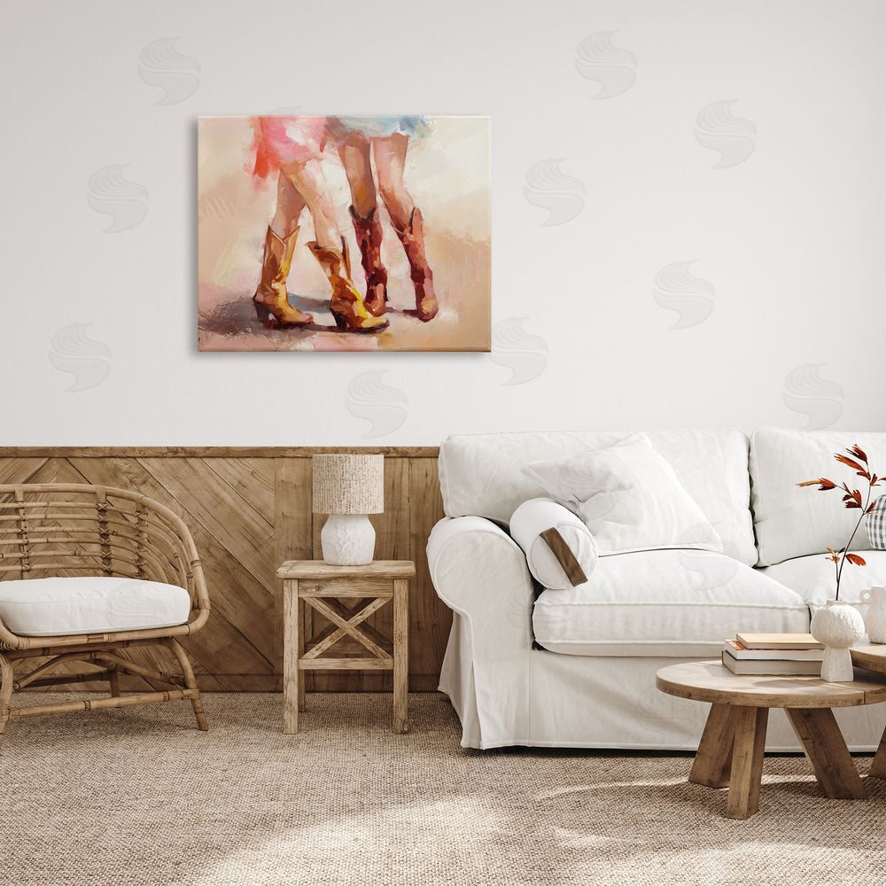 Ziwei Li Southwestern Cowgirls Dancing Canvas Wall Art Print in Room