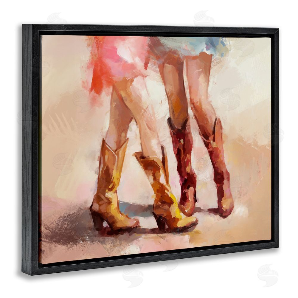 Ziwei Li Southwestern Cowgirls Dancing Black Floating Frame Canvas Wall Art Print