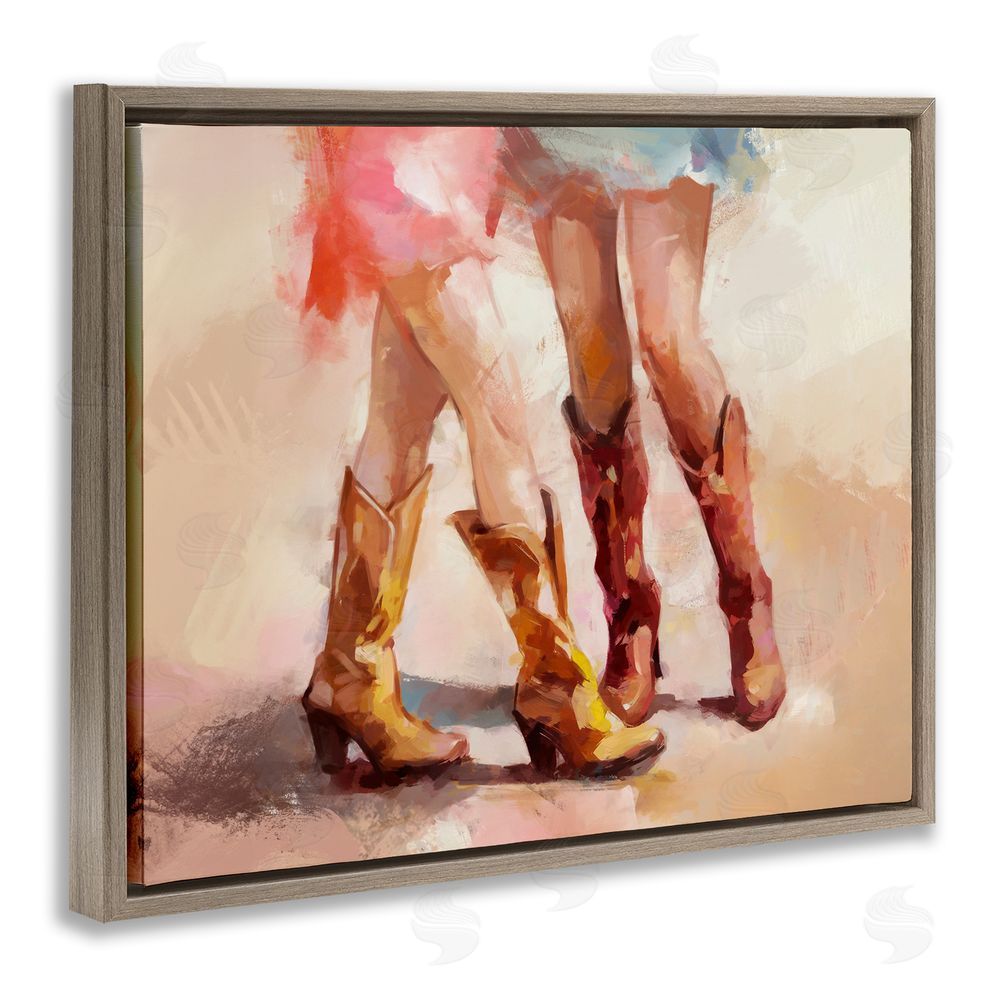 Ziwei Li Southwestern Cowgirls Dancing Brown Floating Frame Canvas Wall Art Print