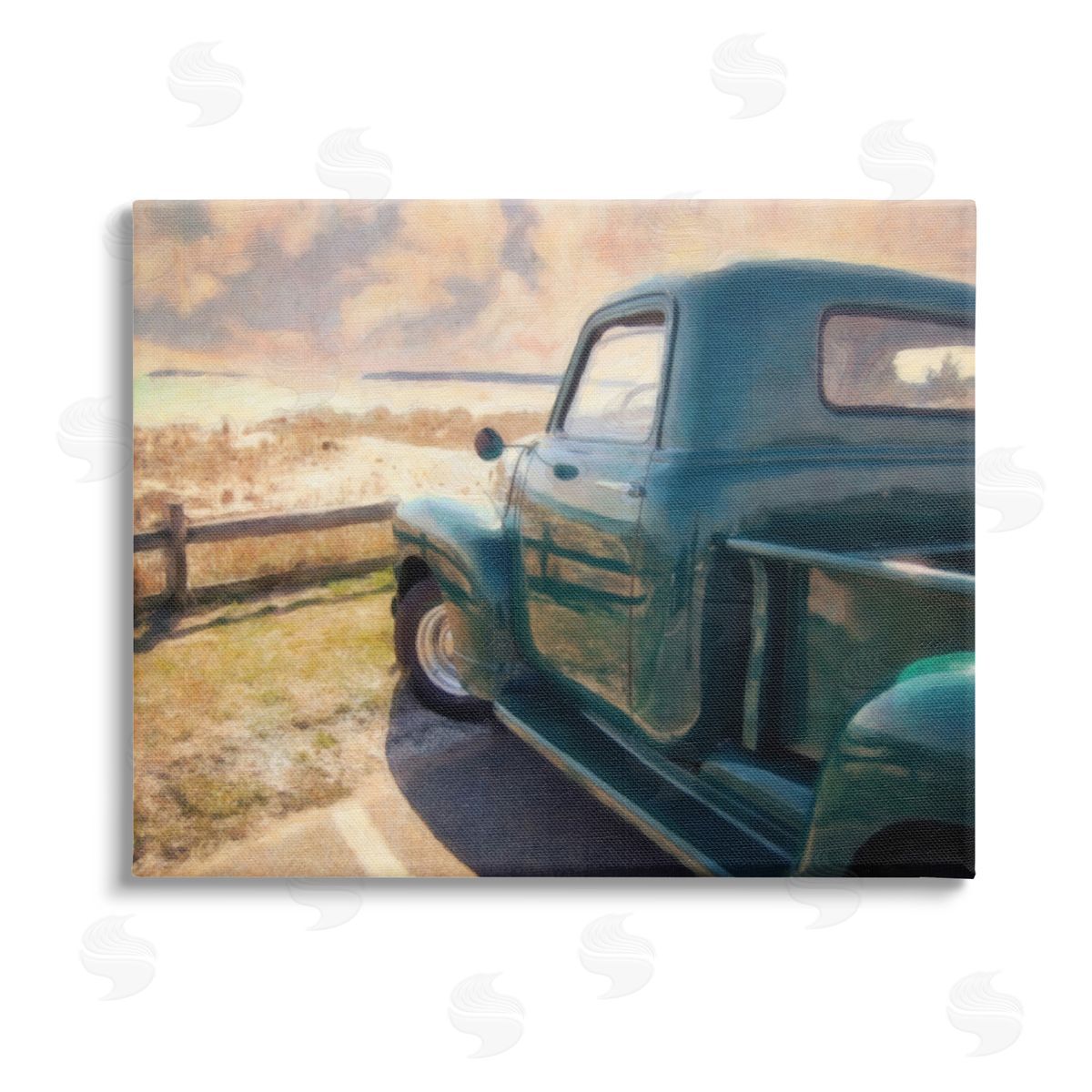Graffitee Studios Country Pickup Landscape Stretched Canvas Wall Art Print