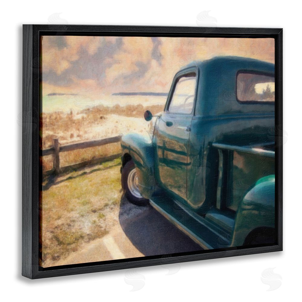 Graffitee Studios Country Pickup Landscape Black Floating Frame Canvas Wall Art Print