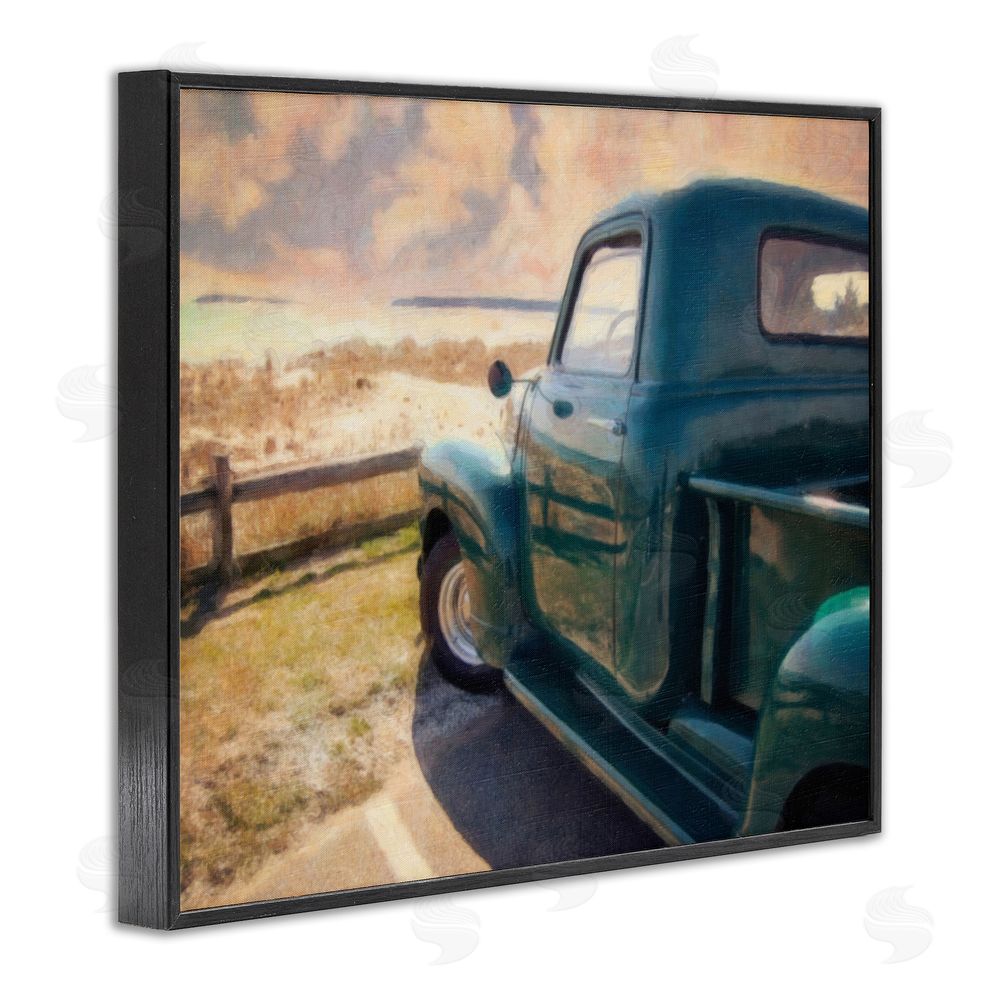 Graffitee Studios Country Pickup Landscape Black Framed Giclee Wall Art Print