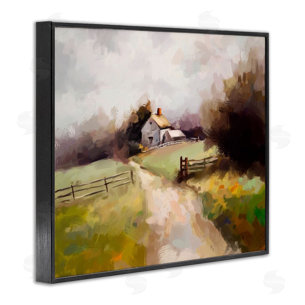 Ziwei Li Country Barn with Fence Black Framed Giclee Wall Art Print