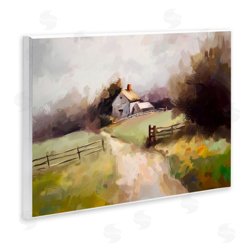 Ziwei Li Country Barn with Fence Wall Plaque Art Print