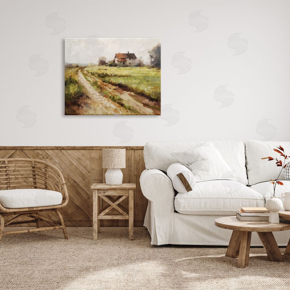 Ziwei Li Country Path to Barn Canvas Wall Art Print in Room