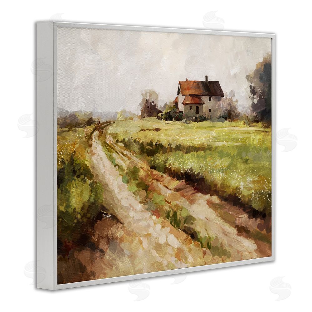 Ziwei Li Country Path to Barn White Framed Giclee Wall Art Print