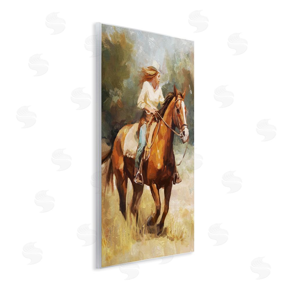 Ziwei Li Galloping Cowgirl Scenery Wall Plaque Art Print