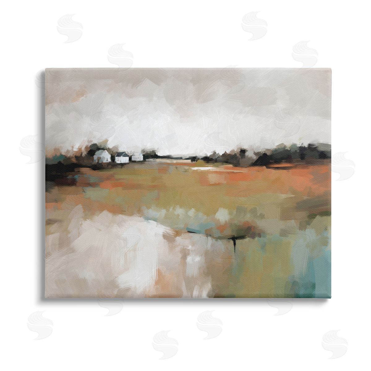 Ziwei Li Abstract Country Barns Landscape Stretched Canvas Wall Art Print
