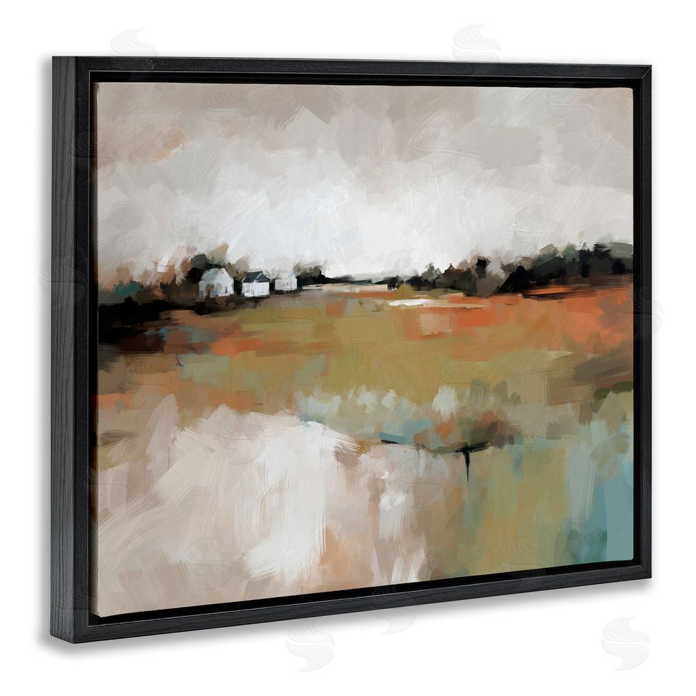Ziwei Li Abstract Country Barns Landscape Black Floating Frame Canvas Wall Art Print