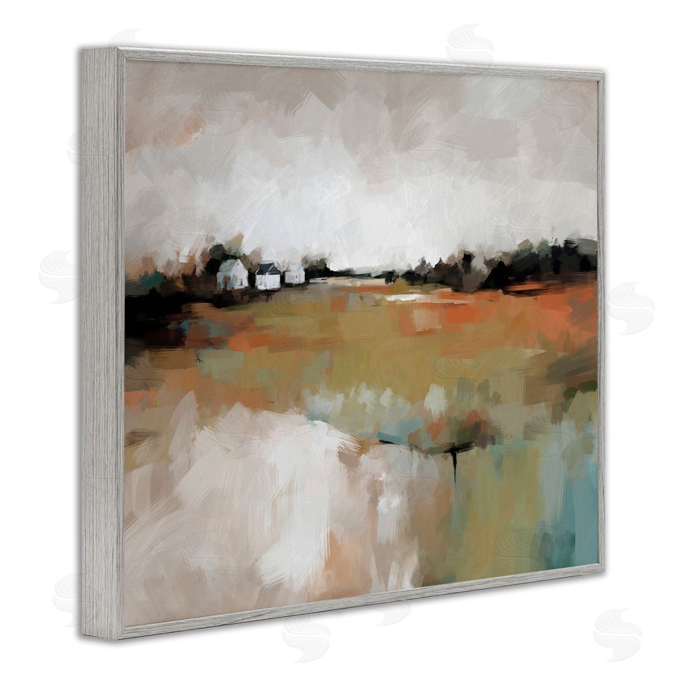 Ziwei Li Abstract Country Barns Landscape Gray Framed Giclee Wall Art Print