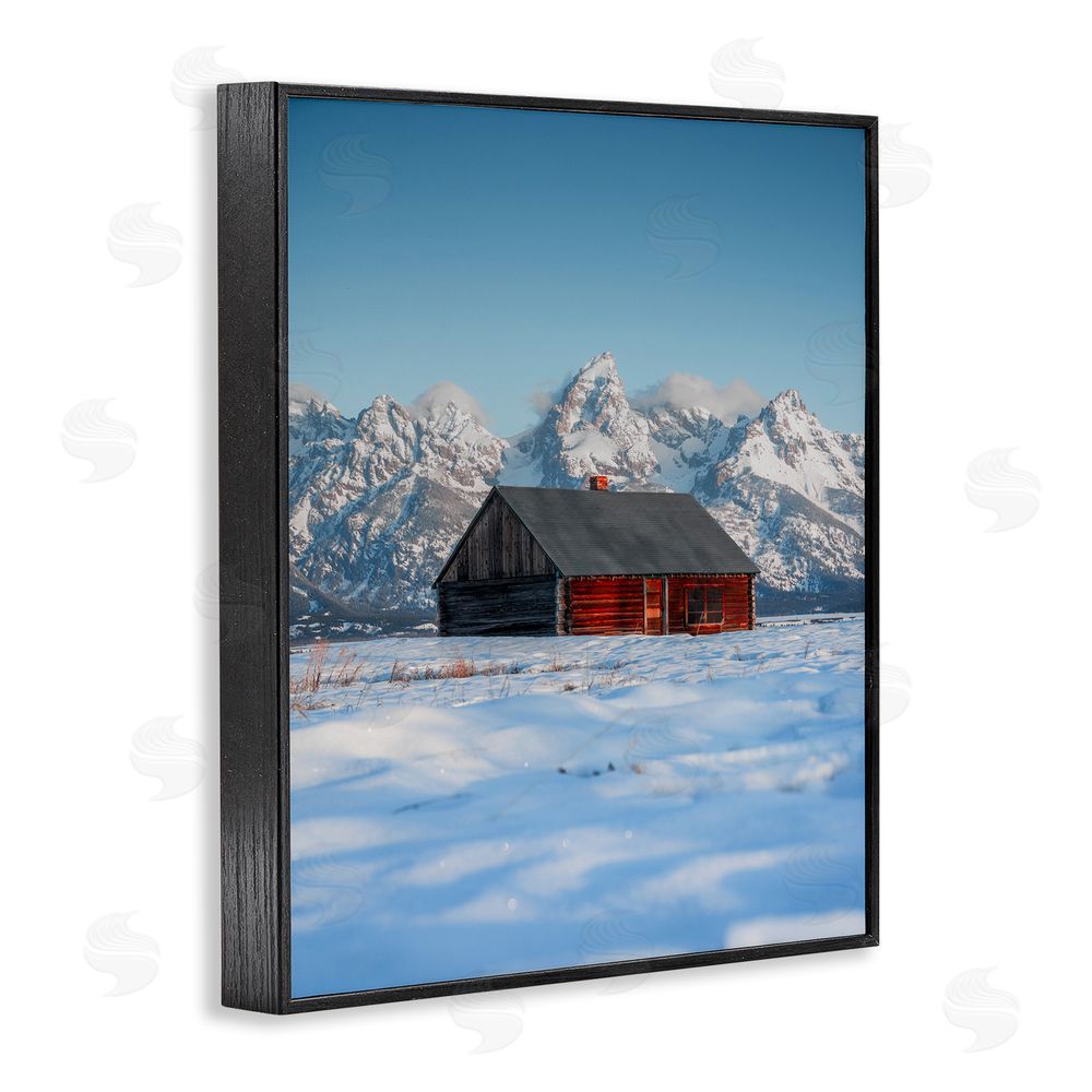 Jared Kreiss Cabin in Snowy Mountains Black Framed Giclee Wall Art Print