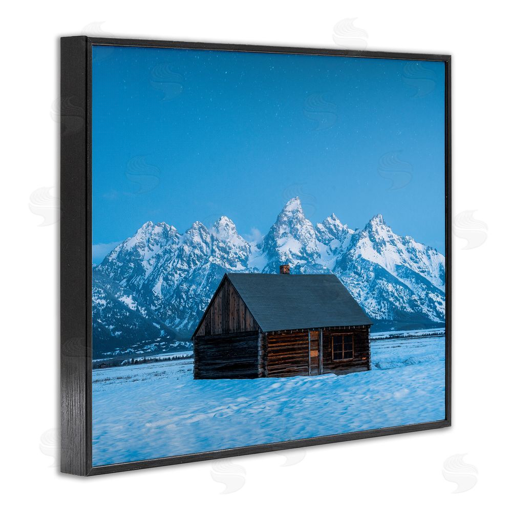 Jared Kreiss Log Cabin Mountain View Black Framed Giclee Wall Art Print