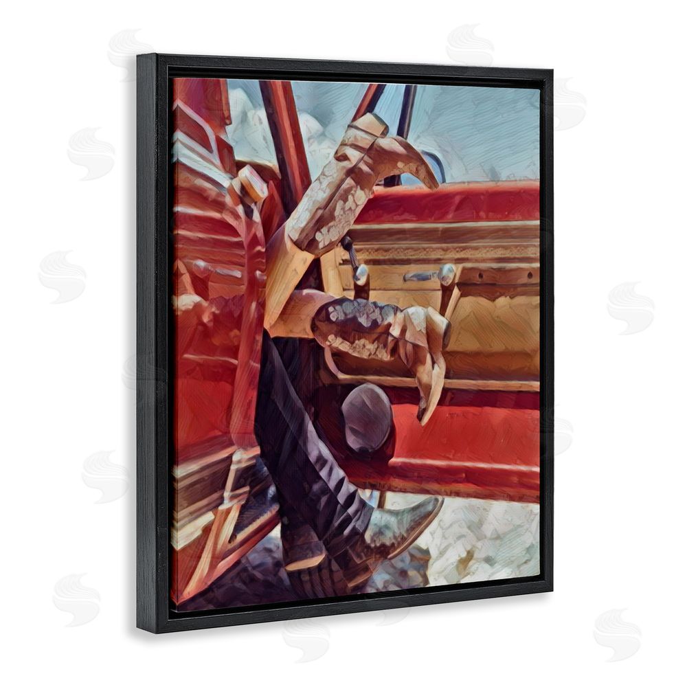 Jesse Keith Romantic Cowboy Boots Couple Black Floating Frame Canvas Wall Art Print