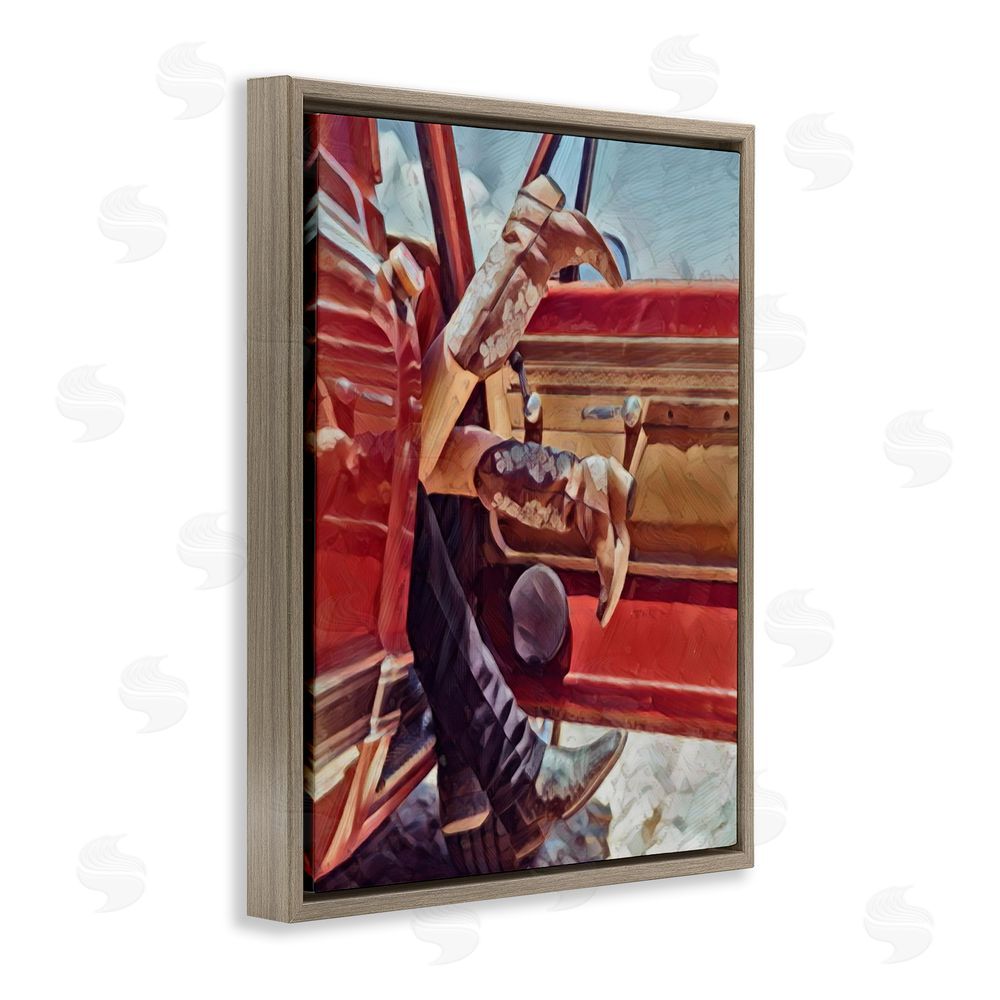 Jesse Keith Romantic Cowboy Boots Couple Brown Floating Frame Canvas Wall Art Print