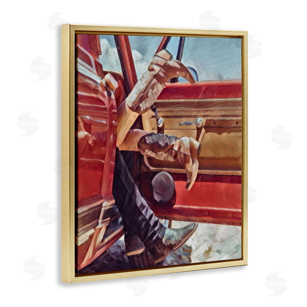Jesse Keith Romantic Cowboy Boots Couple Gold Floating Frame Canvas Wall Art Print
