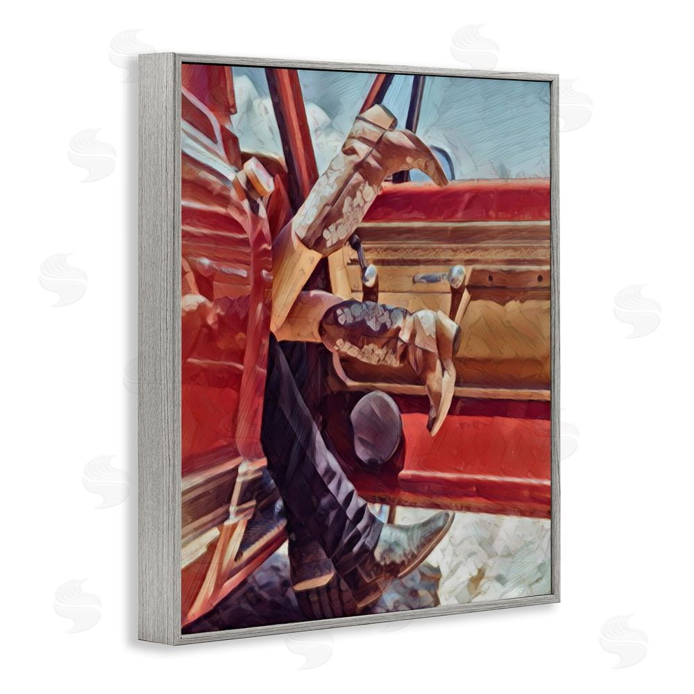 Jesse Keith Romantic Cowboy Boots Couple Gray Framed Giclee Wall Art Print